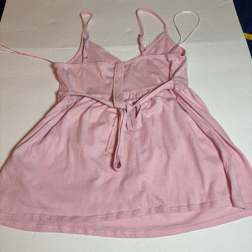 Hollister Pink Lace Trim Babydoll Cami Tank Top Tie Back Size Large Boho Soft - Picture 3 of 6